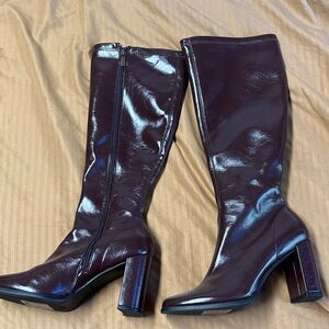 TOP Moda Shiny Brown Heeled Boots